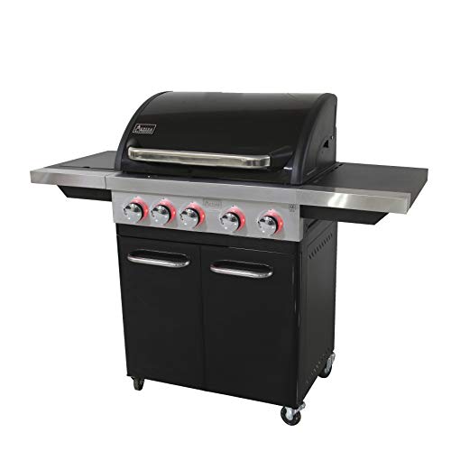 ACTIVA 4 Brenner Gasgrill 'Black Star 500' Grillwagen mit 800 Grad Infrarot Seitenbrenner, Gussrost, Deckelthermometer und zusätzlicher Ablage