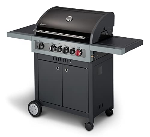 Enders Gasgrill BOSTON BLACK 4 IK TURBO, 4-Brenner + Backburner-Infrarotbrenner, mit Kocher,Turbo zone und Heat range Brenner-Technologien von Enders, Grillwagen, Außenküche, Schwarz, 88636