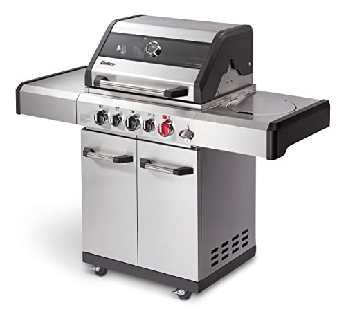 Enders Gasgrill Kansas II Pro 3 SIK Turbo, Gasgrill, 3 Brenner mit doppelwandiger Garhaube und Switch Grid,Turbo Zone (800 °C), Gas Grill mit Backburner & Infrarotbrenner, Seitenkocher, silber,#8713