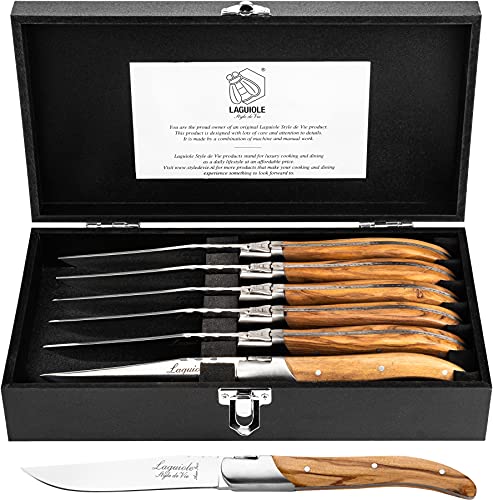 Laguiole Style de Vie Steakmesser Luxury Line, 6-teilig, Olivenholz